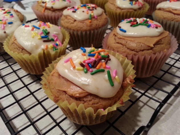 Peanut Butter Cupcakes with Banana Frosting